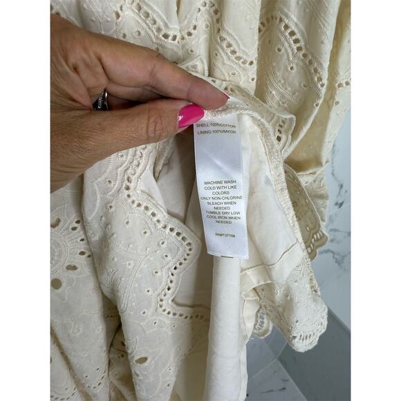 House of Harlow 1960 Beige Embroidered Cotton Midi Dress 8 viral coastal summer - Picture 10 of 16